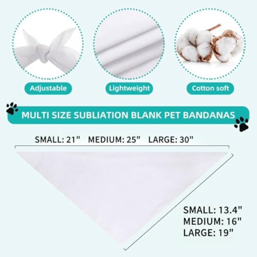 Blank Dog Bandanas Large-1PCS, - Bandana Blank White avis et prix