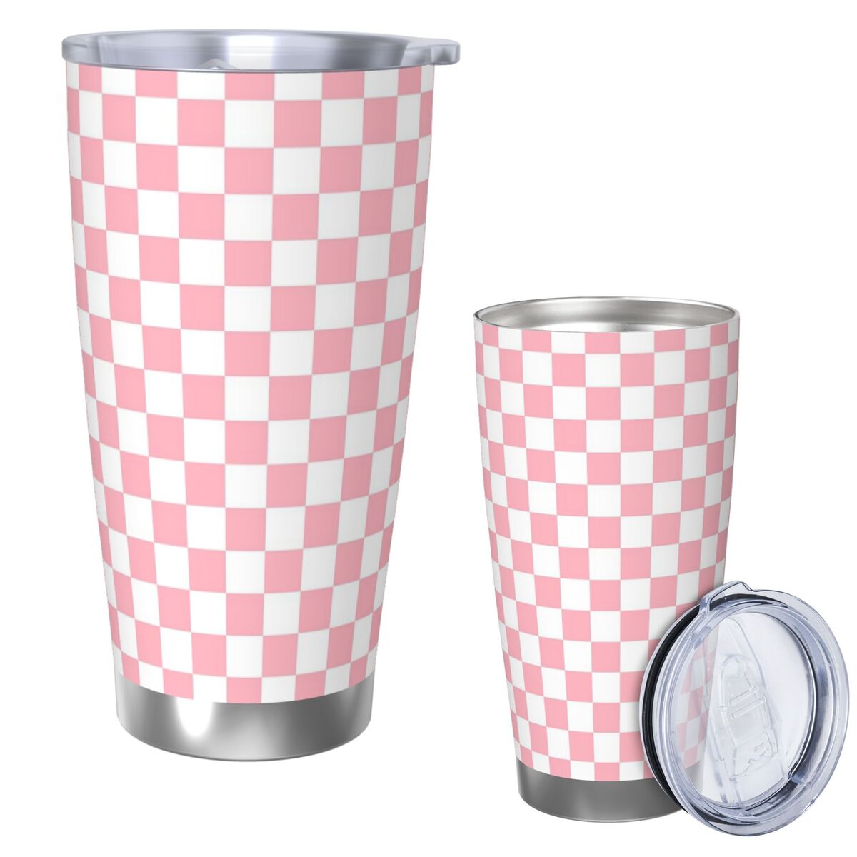 Pink White Checkerboard Patter - Tumbler 20Oz White avis et prix