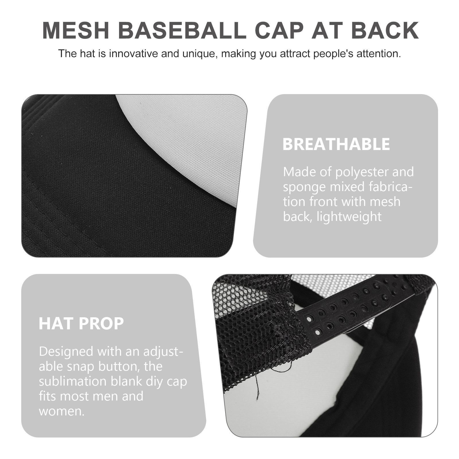10Pcs Blank Mesh Baseball Caps - Hat Sublimation Blank avis et prix