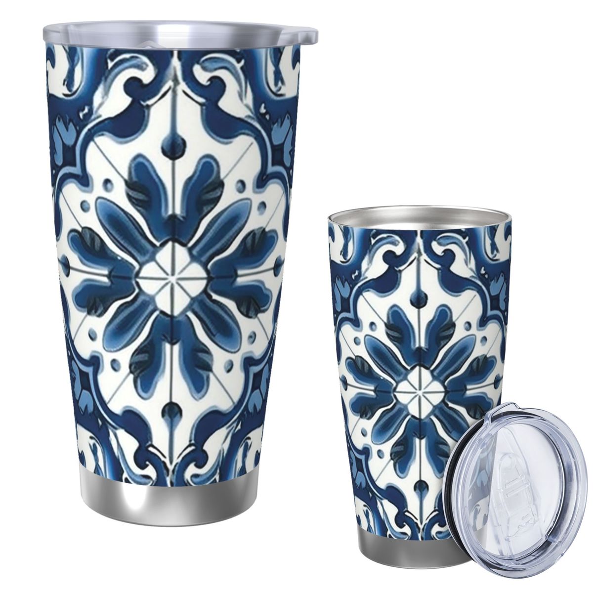 Blue And White Majolica Patter - Tumbler 20Oz White avis et prix