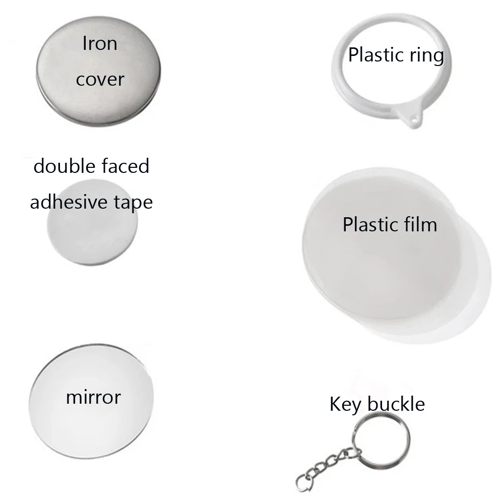 New 100PCS Key Ring Mirror Bla - Button Badge Blank avis et prix